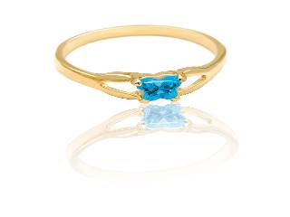 Bague or jaune, décembre, zircon turquoise - BR-DE-10 - B Fly