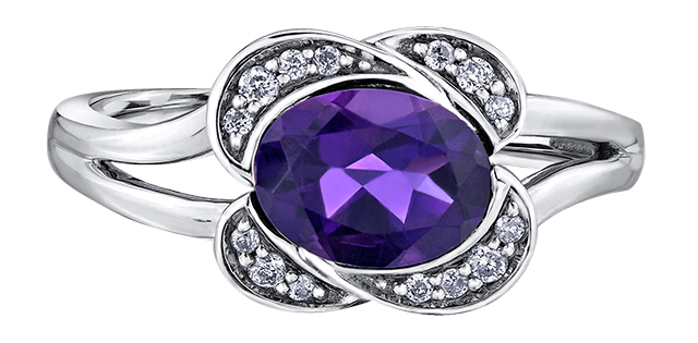 Bague or bl amethyste 9 pts dia tot Bague or bl amethyste 9 pts dia tot