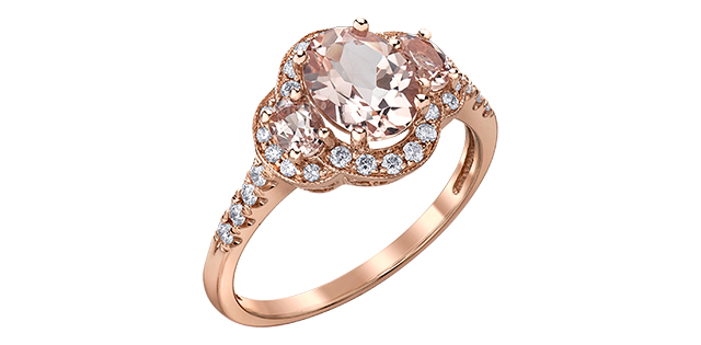 Bague or rose morganite et 21 pts dia - DD7436 - Corona