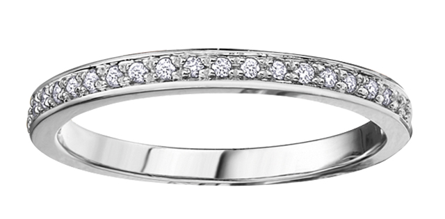 Jonc semi-éternité or blanc 10 carats, 10 points de diamant total - DX534W10 - Corona