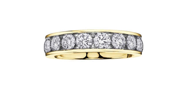 Jonc semi-éternité or jaune 14 carats, 25 points de diamant total - DX552Y25 - Corona