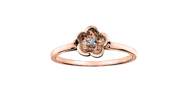 Bague or rose avec 1 pt dia tot - DX642R - Corona