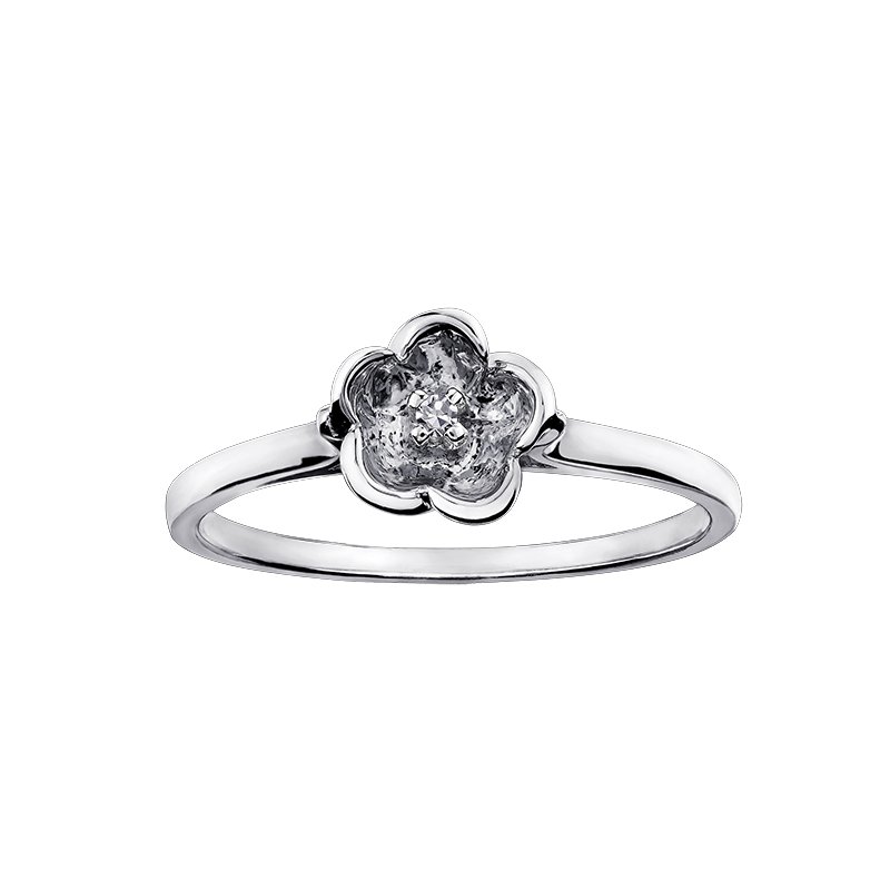 Bague or blanc fleur 1 pt dia tot - DX642W - Corona