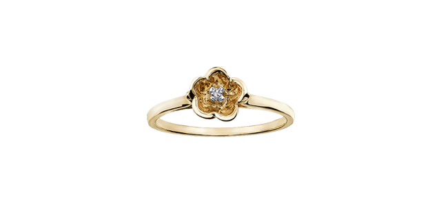 Bague or jaune fleur avec 1 pt dia tot - DX642Y - Corona