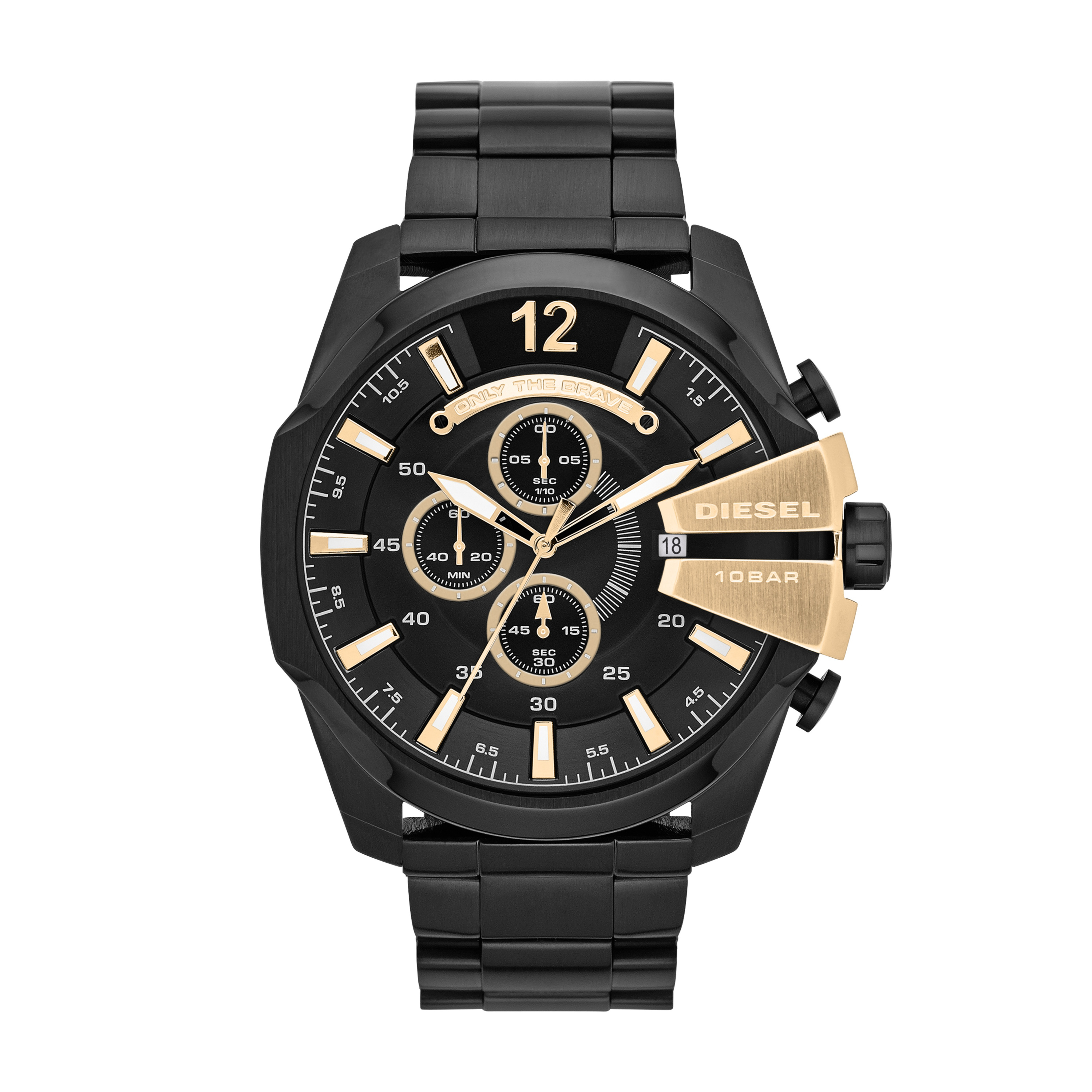 Montre acier 2 tons (noir/jaune), fond noir - DZ4338 - Diesel