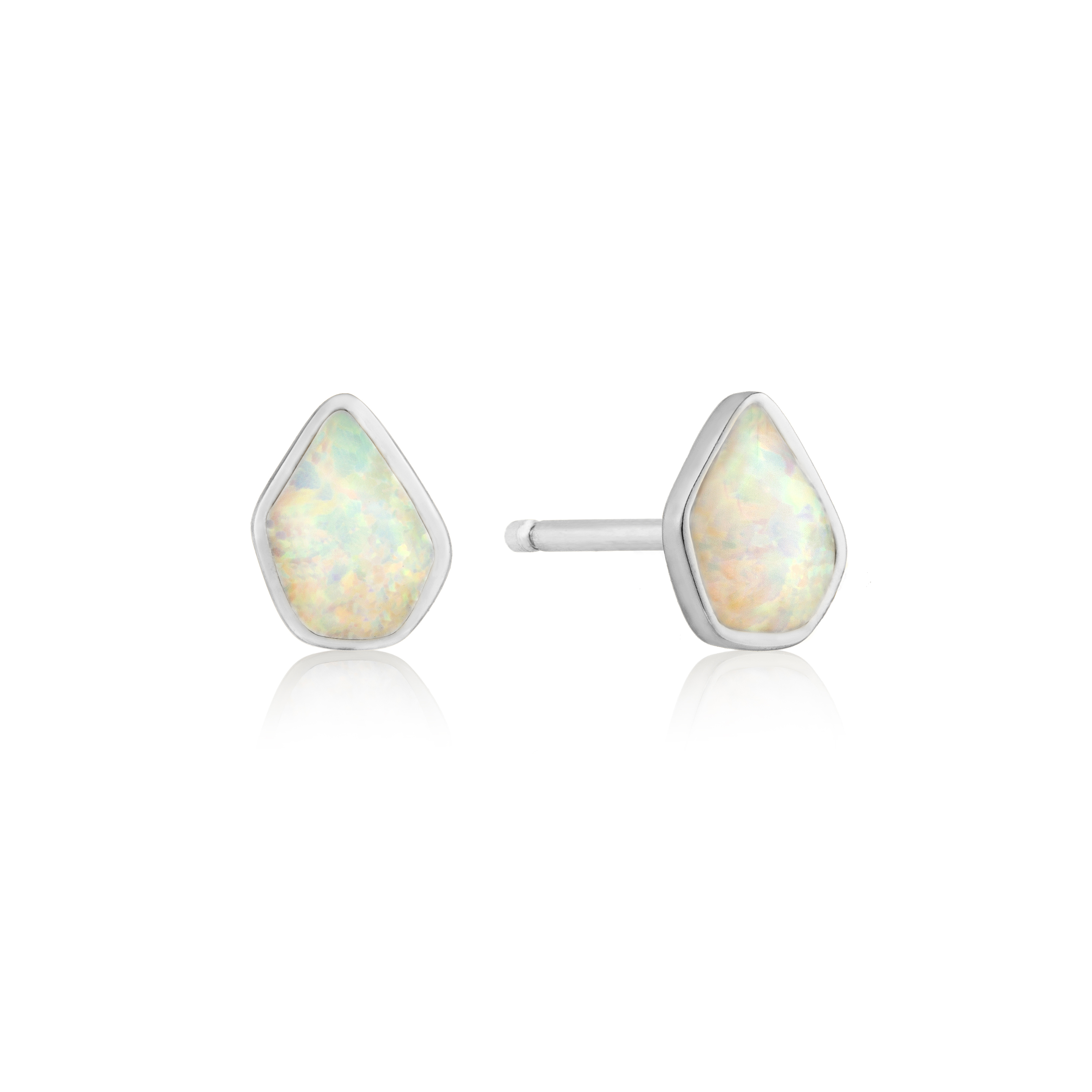 Boucles d'oreilles fixes en argent rhodié avec opales - E014-03H - Ania Haie