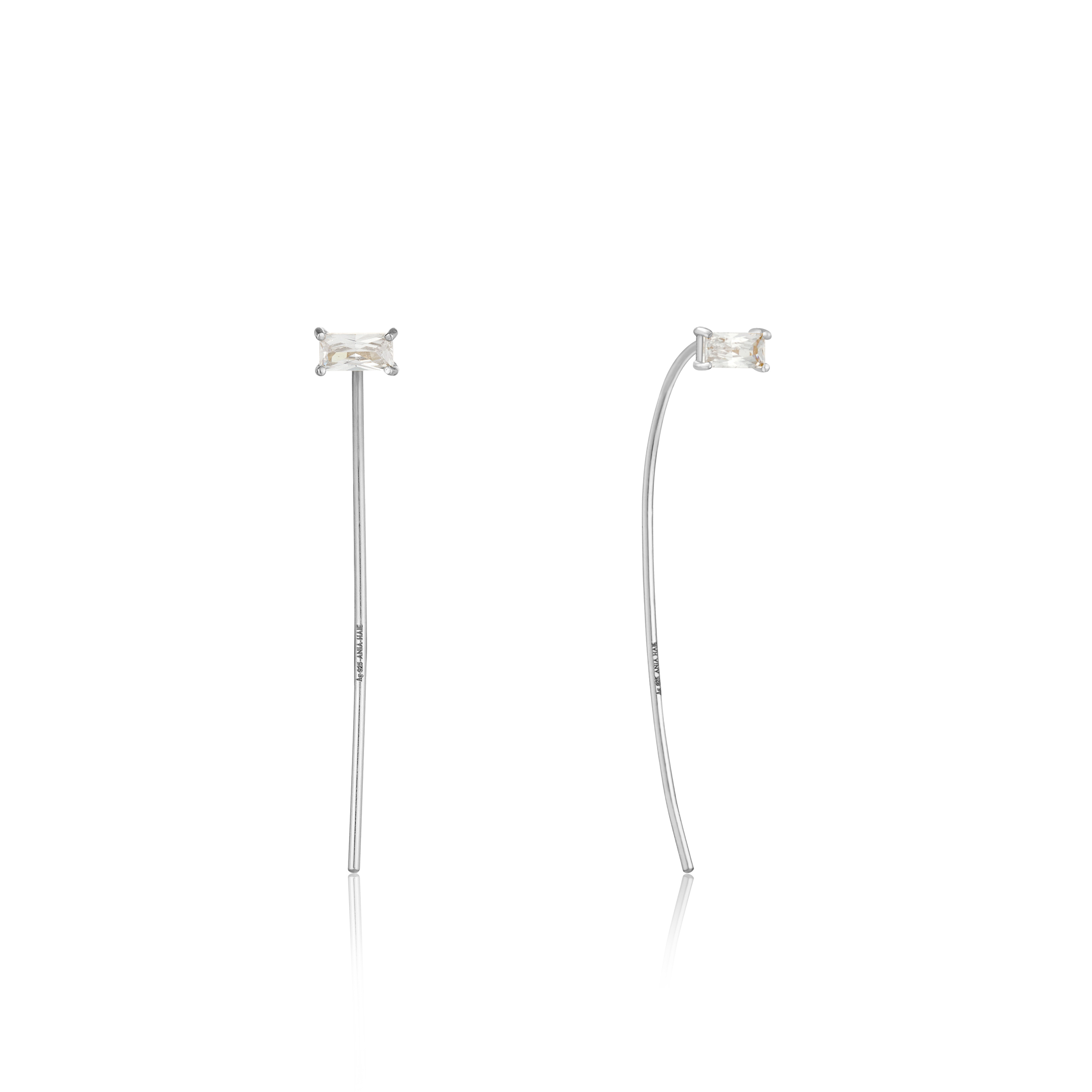 Boucles d'oreilles pendantes en argent rhodié, zircons - E018-01H - Ania Haie