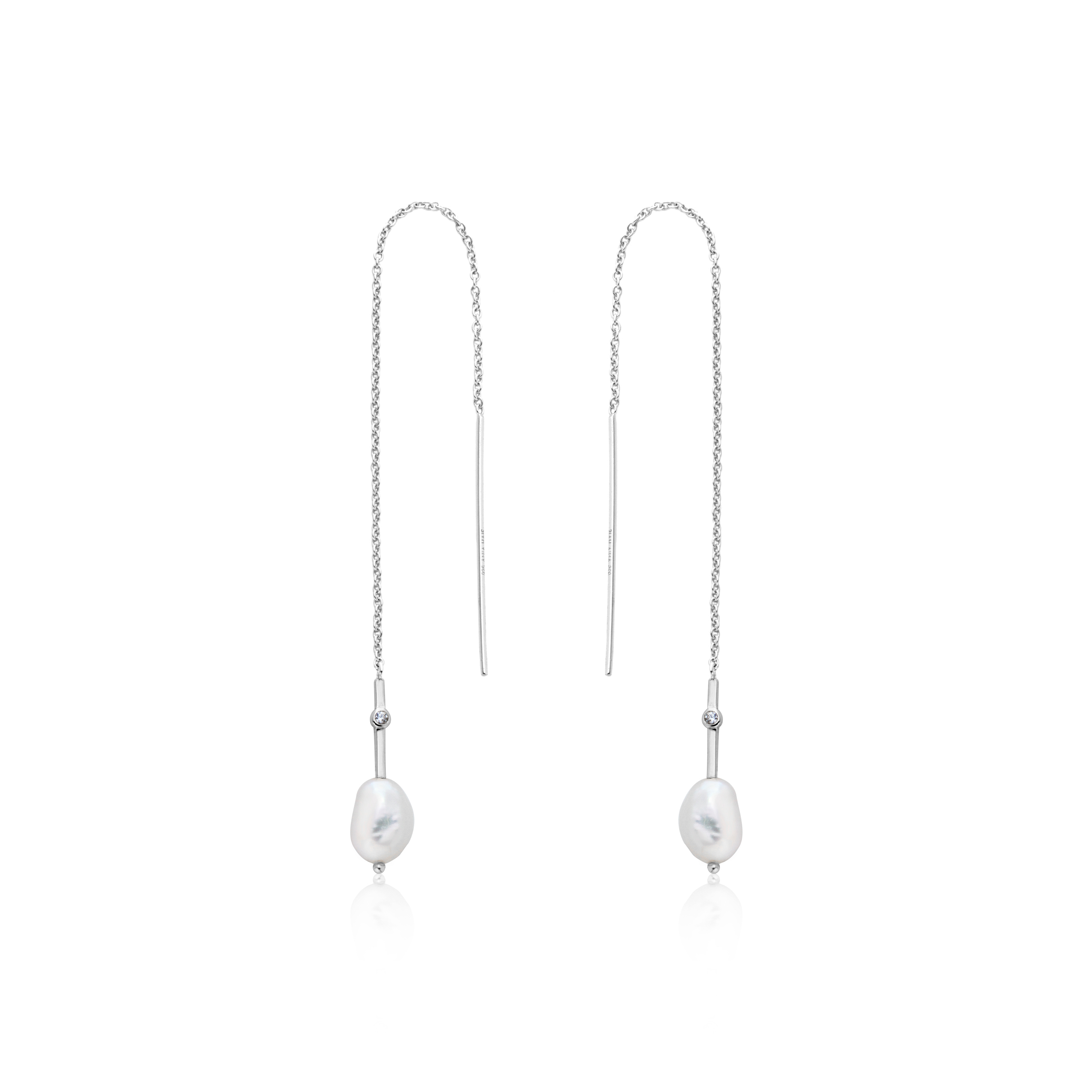 Boucles d'oreilles pendantes argent rhodié, perles, zircons - E019-01H - Ania Haie