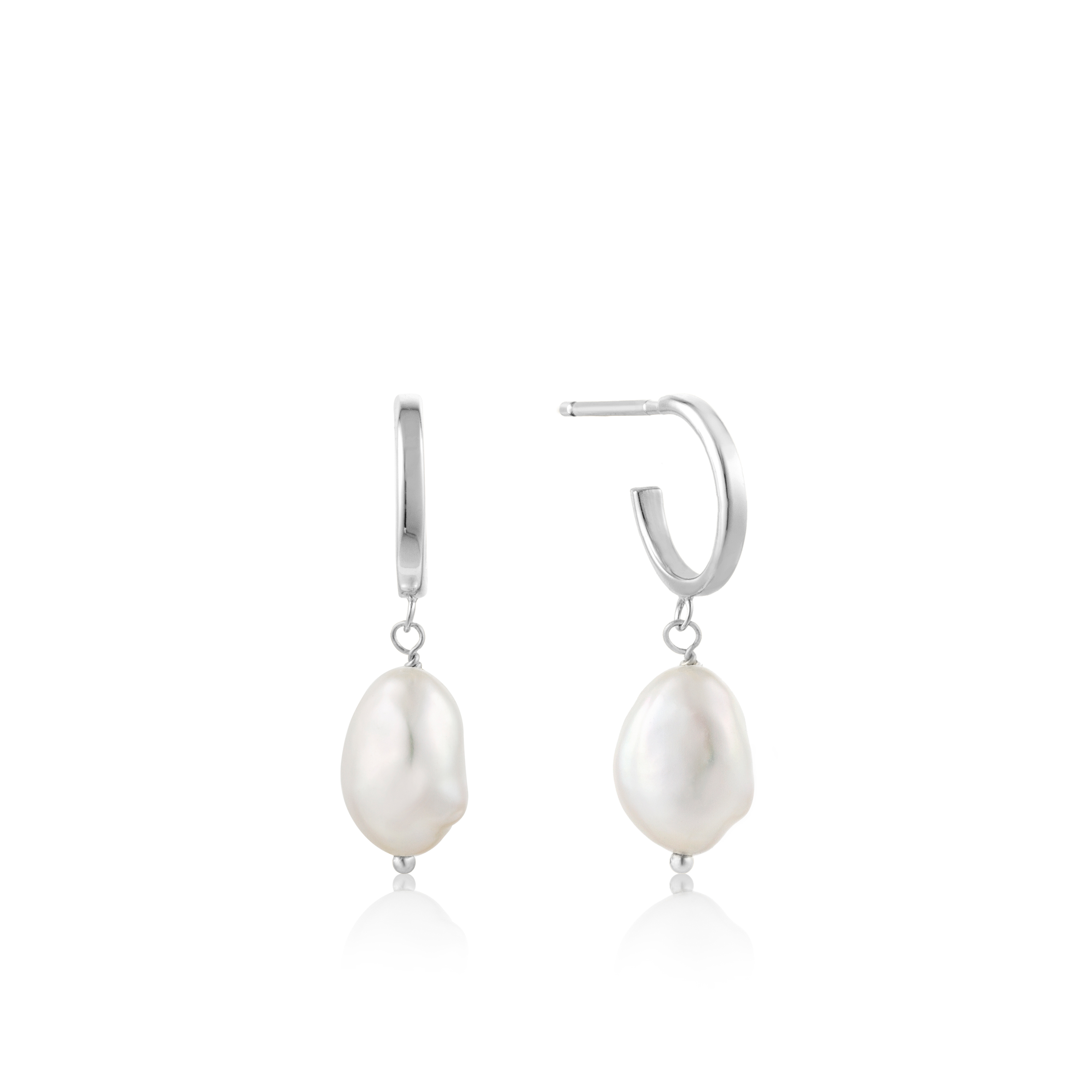 Boucles d'oreilles pendantes en argent rhodié, perles - E019-02H - Ania Haie