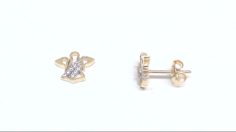 Boucles d'oreilles fixes anges, or jaune 10 carats, zircons incolores - EAS-1674-J - Exclusivités