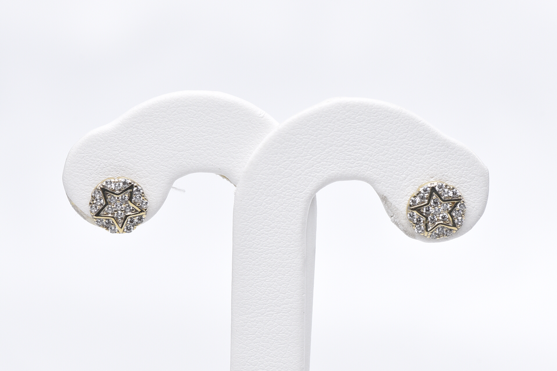 Boucles d'oreilles fixes étoiles, or jaune 10 carats, zircons incolores - EAS-1718-J - Exclusivités