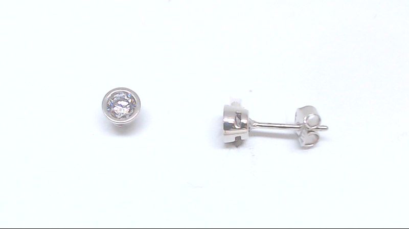 Boucles d'oreilles fixes or blanc 10 carats, zircons incolores - EAS-1959-B - Exclusivités