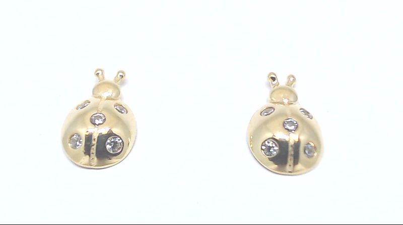 Boucles d'oreilles fixes coccinelles, or jaune 10 carats, zircons incolores - EAS-6066-J - Exclusivités