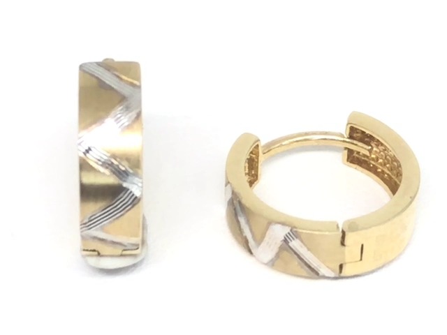 2-tone gold huggies with patterns