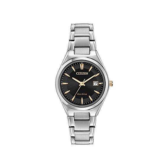 Montre eco-drive acier, fond noir Montre eco-drive acier, fond noir