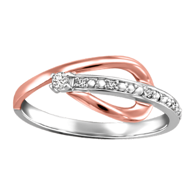 Bague or 2 tons (b/r), 5 pts dia tot, certificat Bague or 2 tons (b/r), 5 pts dia tot, certificat