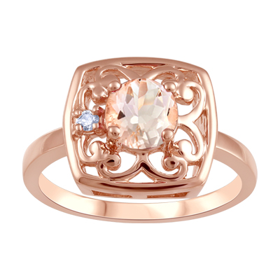 Bague or rose morganite 2 pts dia certif - FIJ3226MRG - Beverly Hills