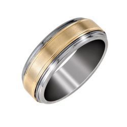 Jonc tungsten et or jaune 8 mm - GTG-003 - Malo