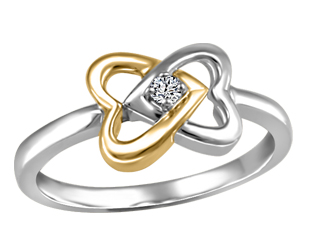 Bague or 2 tons 4 pts dia certif