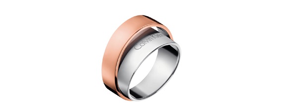 Bague en acier 2 tons rose pour femme Bague en acier 2 tons rose pour femme