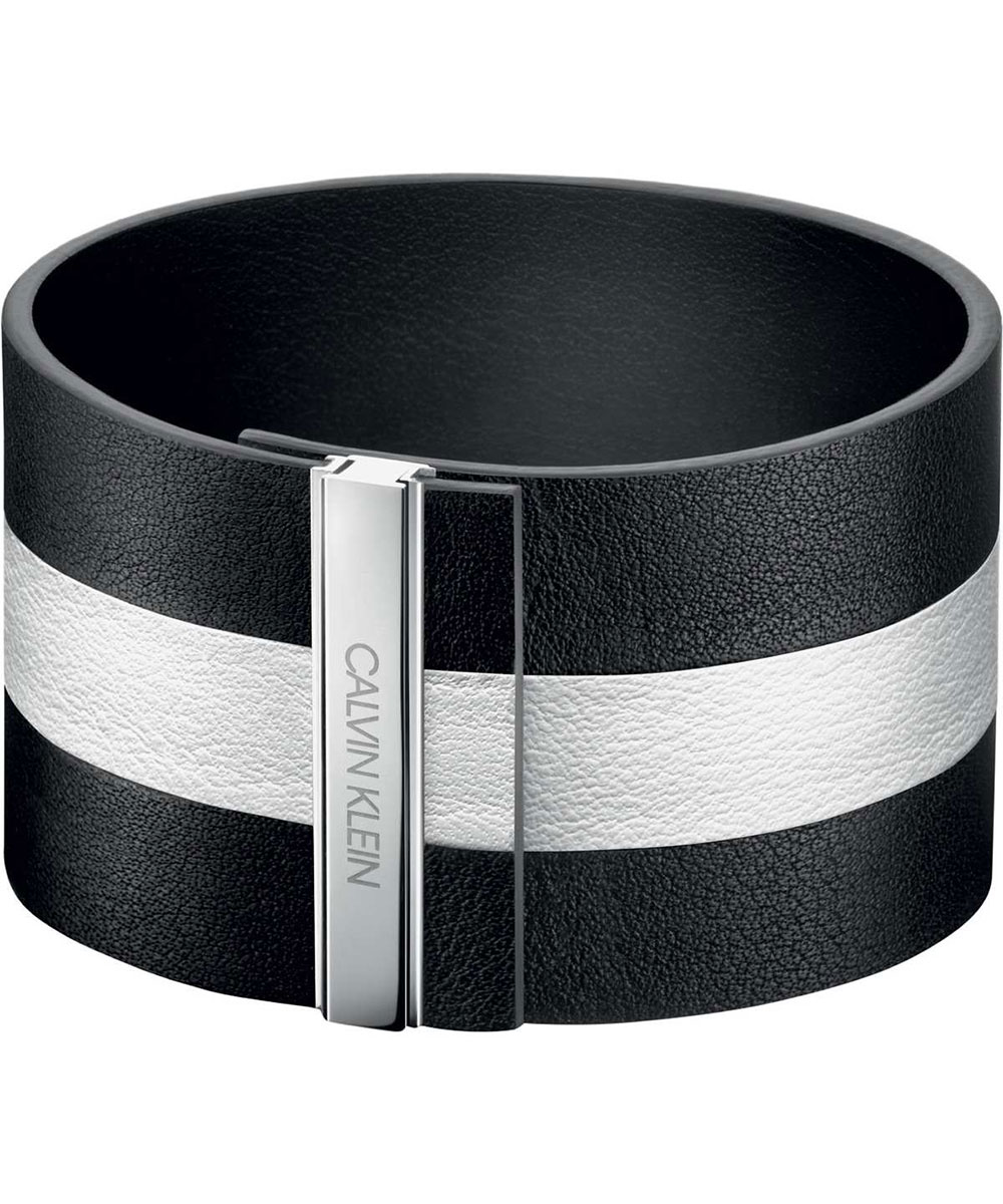 Bracelet en cuir noir et blanc pour femm - KJ9KBB09010S - Calvin Klein