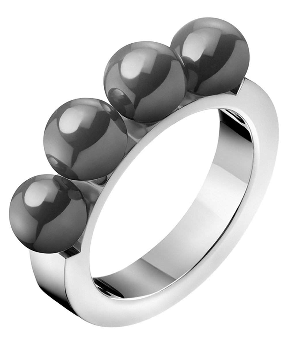 Bague en acier avec perles pour femme Bague en acier avec perles pour femme