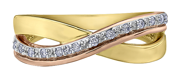 Bague or 2 tons (jaune/rose) 10 pts dia tot Bague or 2 tons (jaune/rose) 10 pts dia tot
