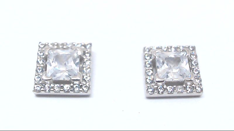 White gold square zirconium fixed earrings - MAU22-B-BO - Exclusivity