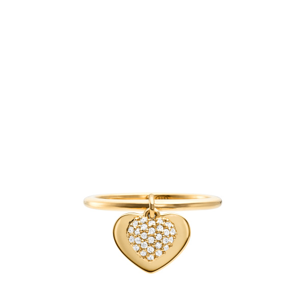 Bague en argent doré coeur avec zircons Bague en argent doré coeur avec zircons