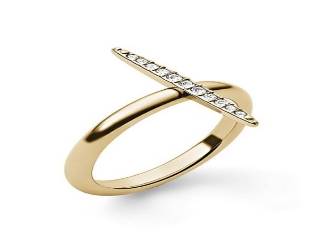 Bague en acier doré avec zircons gr: 8