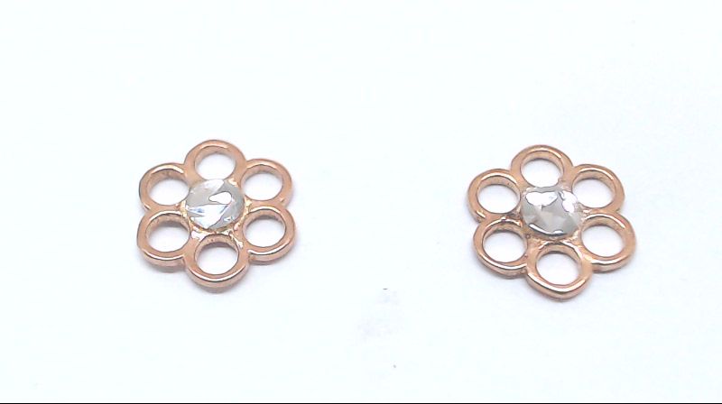 Boucles d'oreilles fixes fleurs, or 2 tons (rose/blanc) 10 carats - MNM2722TRBO - Exclusivités