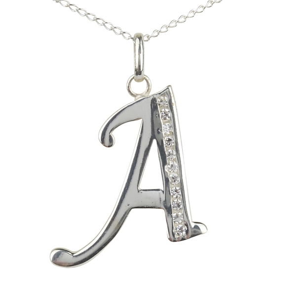 Pendentif lettre a, argent, zircons - N3762-A - Création Gl