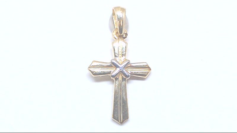 Pendentif croix, or 2 tons (jaune/blanc) 10 carats - PAT-164-2T - Exclusivités