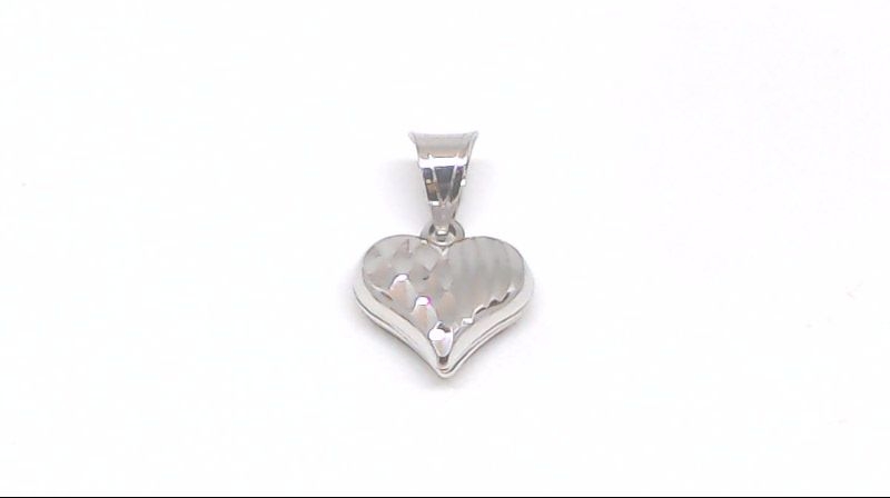 Pendentif coeur texturé, or blanc 10 carats - PCH-270-B - Exclusivités