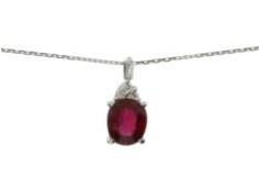 Pendentif or blanc rubis 3 pts dia tot Pendentif or blanc rubis 3 pts dia tot