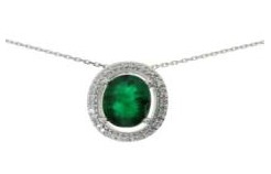 Pendentif or bl emeraude et 3 pts dia Pendentif or bl emeraude et 3 pts dia
