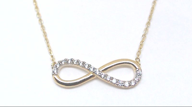 Collier symbole de l'infini, or jaune 10 carats, zircons incolores - PDG-186-J - Exclusivités