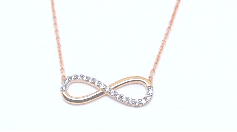Collier symbole de l'infini, or rose 10 carats, zircons incolores - PDG-186-R - Exclusivités
