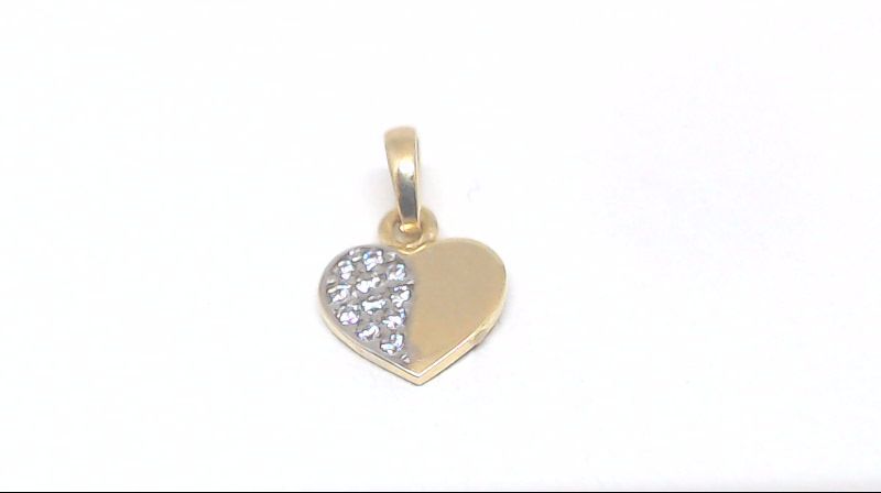 Pendentif coeur, or jaune 10 carats, zircons incolores - POZ-540-J - Exclusivités