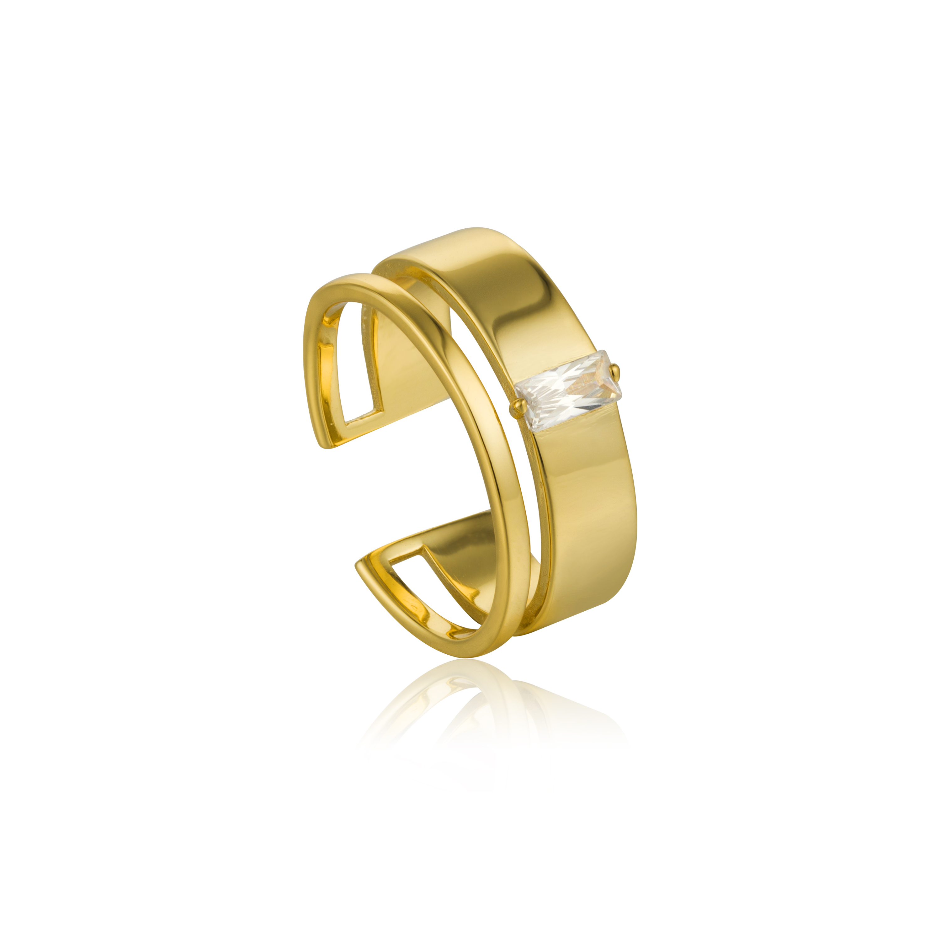 Bague ajustable argent doré, zircon Bague ajustable argent doré, zircon