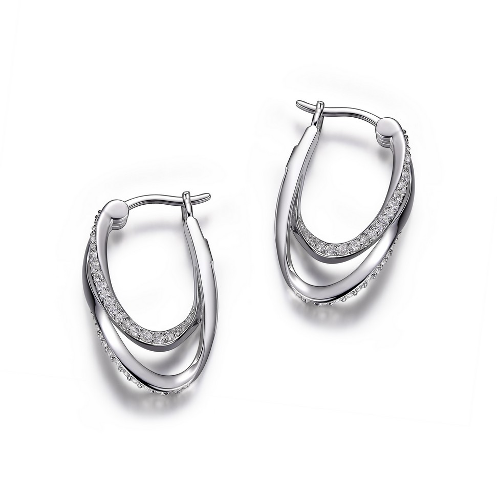Anneaux argent rhodié, zircons - R2LC5Q000J - Elle