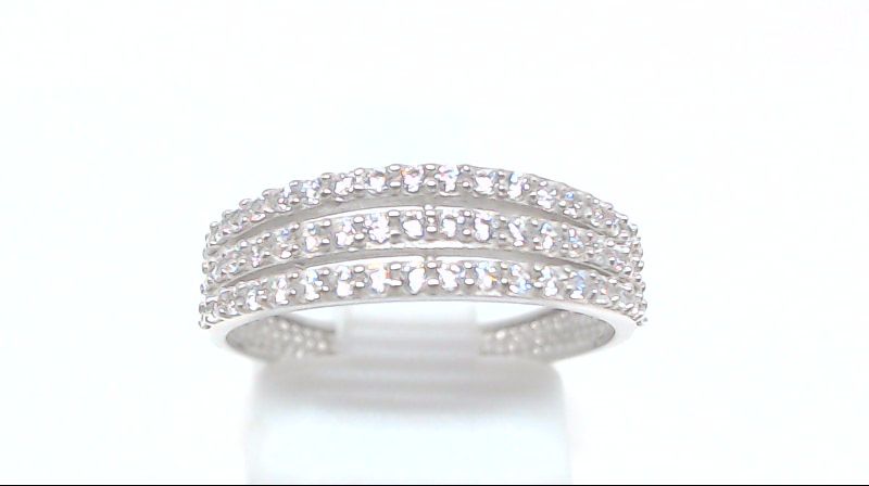Bague or blanc 10 carats, zircons incolores Bague or blanc 10 carats, zircons incolores