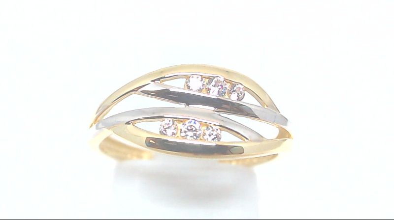 Bague en or 2 tons avec zircons Bague en or 2 tons avec zircons