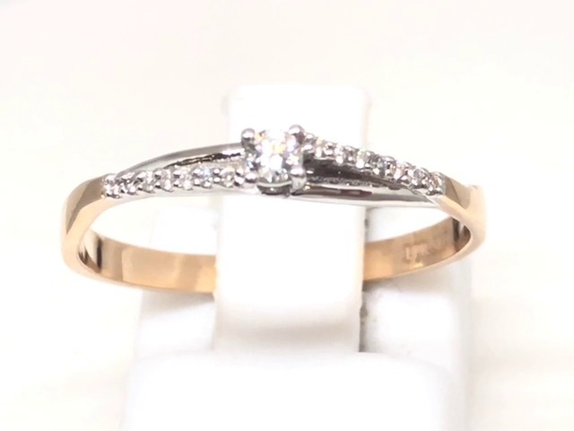 Bague 2 tons rose avec 8 pts dia tot Bague 2 tons rose avec 8 pts dia tot