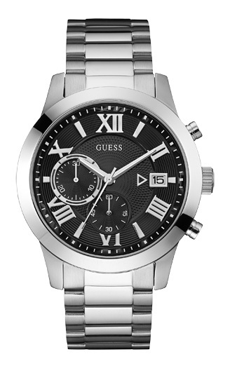 Montre acier inoxydable, fond noir - U0668G3 - Guess