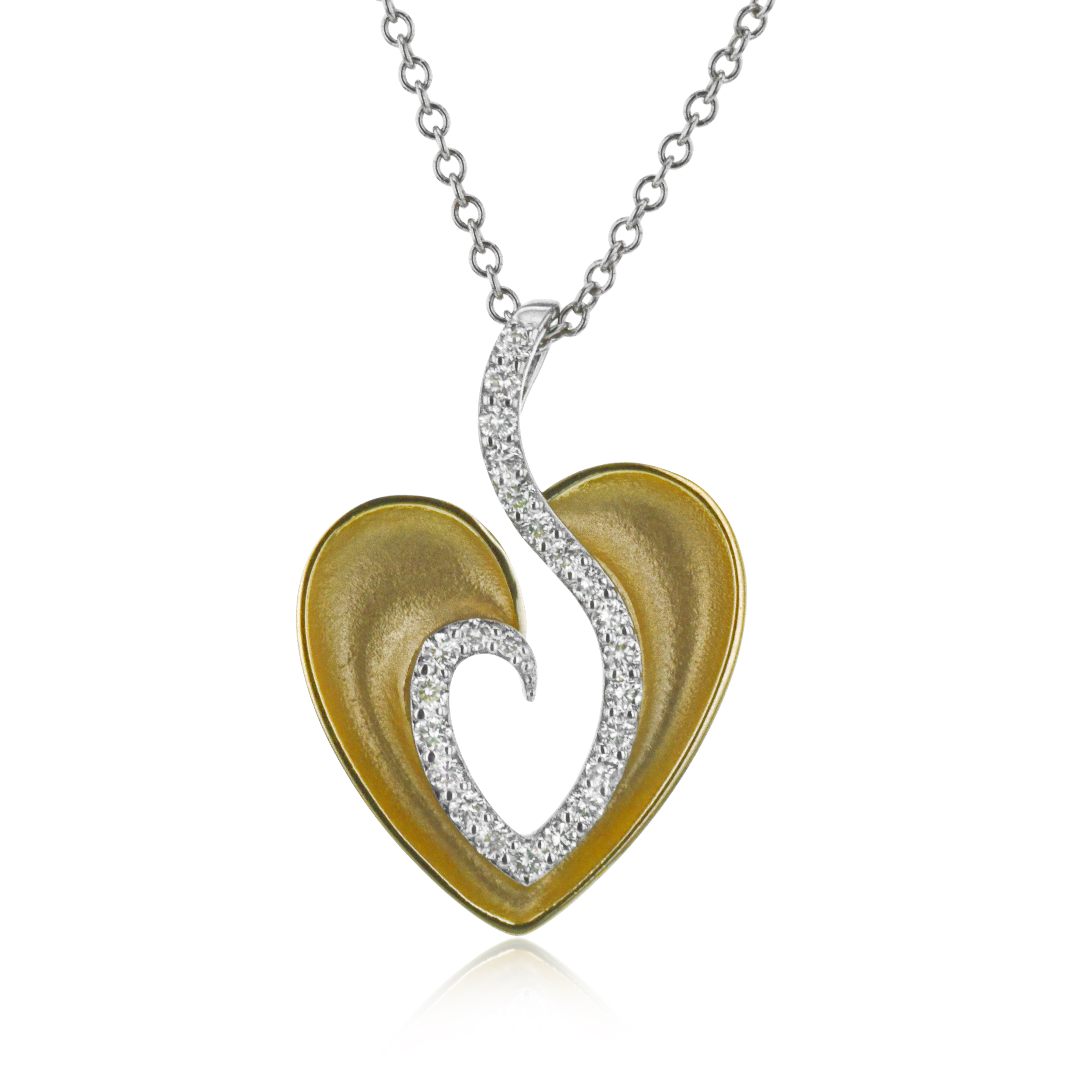 Pendentif coeur or 2 tons 16 pts dia tot - ZP1134-2T - Zeghani